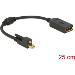 Delock Adapter mini Displayport 1.2 male with screw  Displayport female 4K black