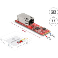 Delock Converter M.2 Key B+M male to 1 x RJ45 2.5 Gigabit LAN port horizontal