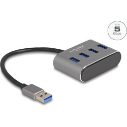 Delock 4 Port USB 5 Gbps Hub with USB Type-A connector – USB Type-A ports on top