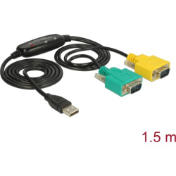 Delock Adapter USB 2.0 Type-A > 2 x Serial DB9 RS-232