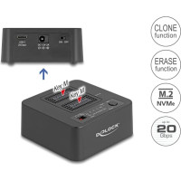 Delock USB 20 Gbps M.2 Docking Station for 2 x M.2 NVMe PCIe SSD with Clone and Erase Function