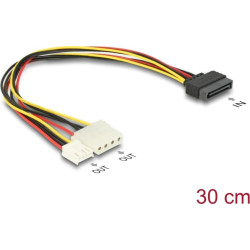 Delock Cable Y- Power SATA male 15 pin  4 pin Molex female + 4 pin floppy