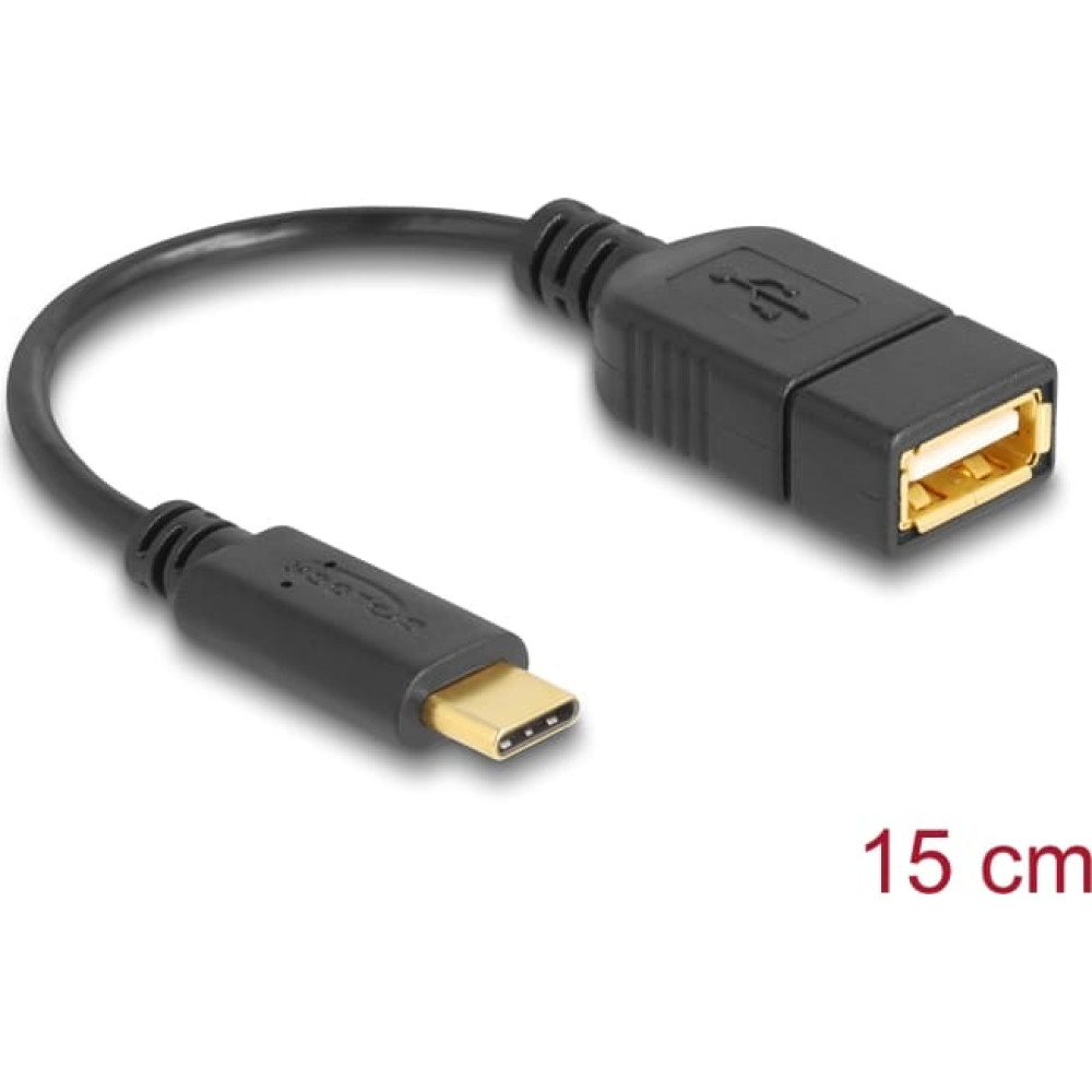 Delock Adapter cable USB 2.0 Type-C™ male > USB 2.0 Type-A female 15 cm black