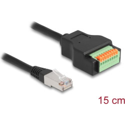 Delock RJ45 Cable Cat.5e plug to Terminal Block Adapter with push button 15 cm