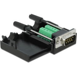 Delock Adapter Sub-D 9 pin male to Terminal Block 10 pin with Enclosure