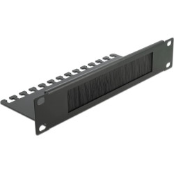 Delock 10″ Cable Management Brush Strip with Cable Support Plate 1U black