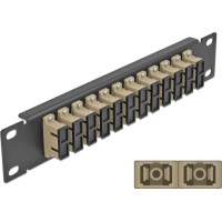 Delock 10″ Fiber Optic Patch Panel 12 Port SC Duplex beige 1U black