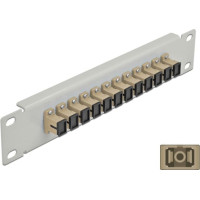 Delock 10″ Fiber Optic Patch Panel 12 Port SC Simplex beige 1U grey
