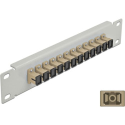 Delock 10″ Fiber Optic Patch Panel 12 Port SC Simplex beige 1U grey