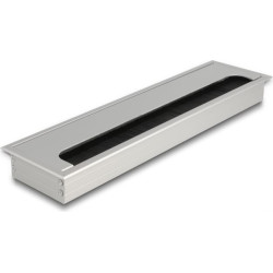 Delock Cable grommet for table mounting with brush 300 x 80 x 28 mm silver