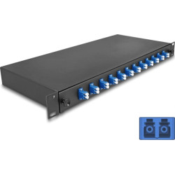 Delock 19″ Optical Fiber Splice Box 12 x LC Duplex OS2 1U complete assembled ready for splicing
