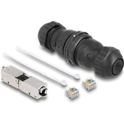 Delock Cable connector LSA to LSA Cat.6A IP68 dust and waterproof black