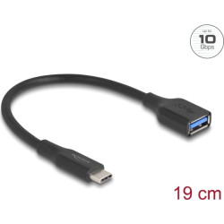 Delock USB 10 Gbps Adapter USB Type-C™ male to Type-A female 19 cm 60 W QC 3.0 black