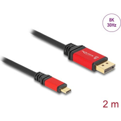 Delock USB Type-C™ to DisplayPort Cable (DP Alt Mode) 8K 30 Hz with HDR function 2 m red
