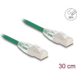 Delock RJ45 Network Cable Cat.6A plug to plug with curved latch U/FTP Slim 0.3 m green