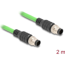 Delock M12 Cable A-coded 8 pin male to male PUR (TPU) 2 m