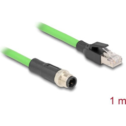 Delock M12 Cable D-coded 4 pin male to RJ45 male PUR (TPU) 1 m