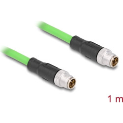 Delock M12 Cable X-coded 8 pin male to male PUR (TPU) 1 m