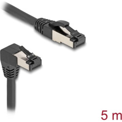 Delock RJ45 Network Cable Cat.8.1 S/FTP 90° downwards angled / straight 5 m black