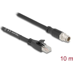 Delock M12 Cable X-coded 8 pin male to RJ45 plug Cat.5e S/FTP flexible 10 m black