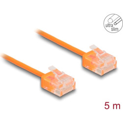 Delock RJ45 Network Cable Cat.6 UTP Ultra Slim 5 m orange with short plugs