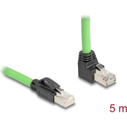 Delock RJ45 Network Cable Cat.6A plug to plug upwards angled SF/UTP suitable for drag chains PUR (TPU) 5 m green