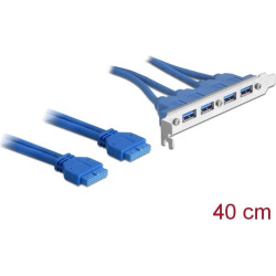 Delock Slot bracket USB 3.0 pin header 19 pin 2 x internal > 4 x USB 3.0-A female external