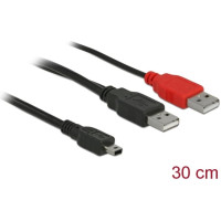 Delock Cable 2 x USB 2.0-A male > USB mini 5-pin