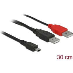 Delock Cable 2 x USB 2.0-A male > USB mini 5-pin
