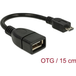 Delock Cable USB micro-B male > USB 2.0-A female OTG flexible 15 cm