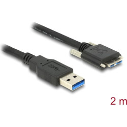 Delock Cable USB 3.0 type A male > USB 3.0 type Micro-B male with screws 2 m