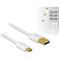 Delock Data and Fast Charging Cable USB 2.0 Type-A male > USB 2.0 Type Micro-B male 3 pieces set white