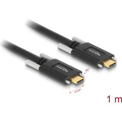 Delock Cable SuperSpeed USB 10 Gbps (USB 3.1 Gen 2) USB Type-C™ male > USB Type-C™ male with screws on the sides 1 m black