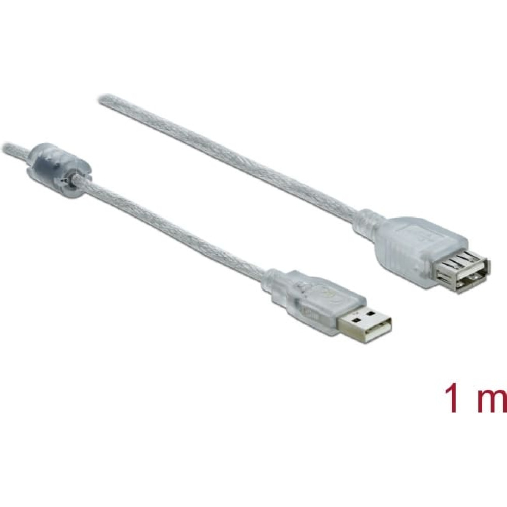 Delock Extension cable USB 2.0 Type-A male > USB 2.0 Type-A female 1 m transparent