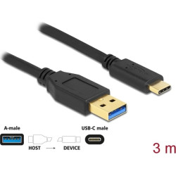 Delock SuperSpeed USB (USB 3.2 Gen 2) Cable Type-A to USB Type-C™ 3 m