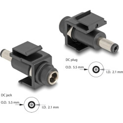Delock Keystone Module DC 5.5 x 2.1 mm female to DC 5.5 x 2.1 mm male black