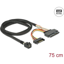 Delock Cable SFF-8643 male > U.2 SFF-8639 female + SATA power connector 75 cm