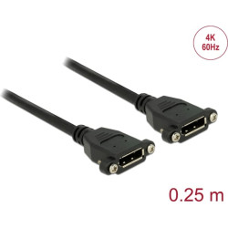 Delock Cable DisplayPort 1.2 female > DisplayPort female panel-mount 4K 60 Hz 0.25 m