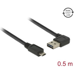 Delock Cable EASY-USB 2.0 Type-A male angled left / right > EASY-USB 2.0 Type Micro-B male black 0,5 m
