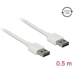 Delock Cable EASY-USB 2.0 Type-A male > EASY-USB 2.0 Type-A male 0,5 m white
