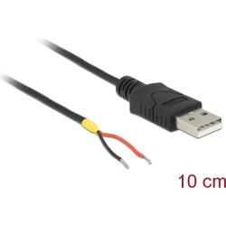 Delock Cable USB 2.0 Type-A male > 2 x open wires power 10 cm Raspberry Pi