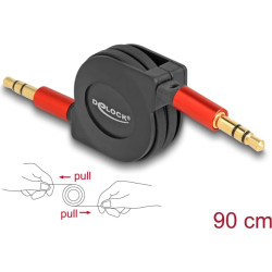 Delock Audio Retractable Cable 3.5 mm 3 Pin Stereo jack male to male 90 cm