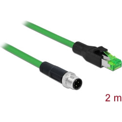 Delock Network cable M12 4 pin D-coded to RJ45 plug PVC 2 m