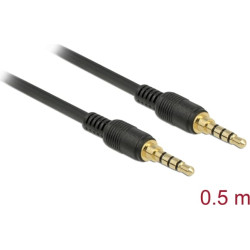 Delock Stereo Jack Cable 3.5 mm 4 pin male > male 0.5 m black