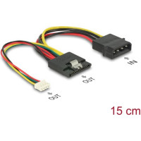 Delock Cable Power SATA 15 pin receptacle > Molex 4 pin male + 4 pin power female