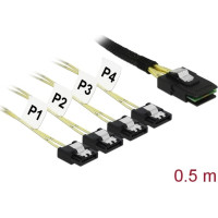 Delock Cable Mini SAS SFF-8087 > 4 x SATA 7 pin 0.5 m metal