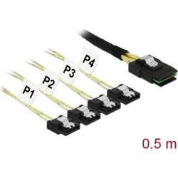 Delock Cable Mini SAS SFF-8087 > 4 x SATA 7 pin 0.5 m metal