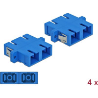 Delock Optical Fiber Coupler SC Duplex female to SC Duplex female Single-mode 4 pieces blue