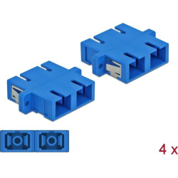 Delock Optical Fiber Coupler SC Duplex female to SC Duplex female Single-mode 4 pieces blue