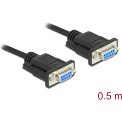 Delock RS-232 Cable Serial D-Sub9 female to female null modem with narrow plug housing 0.5 m
